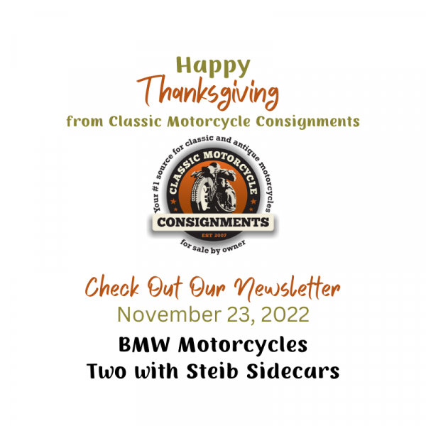 BMW Bikes – 2 w/Sidecars — Happy Thanksgiving!