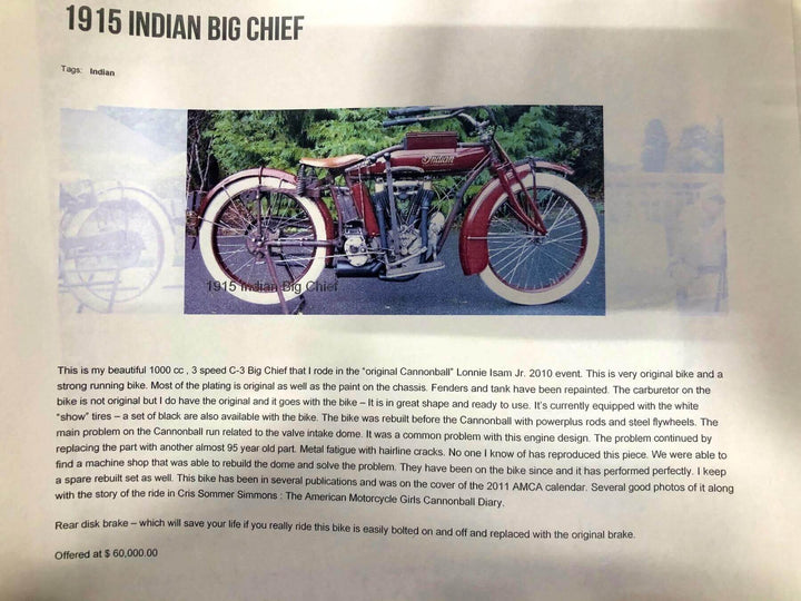 1915 Indian Big Twin 3-Speed — Cannonball Survivor – SOLD