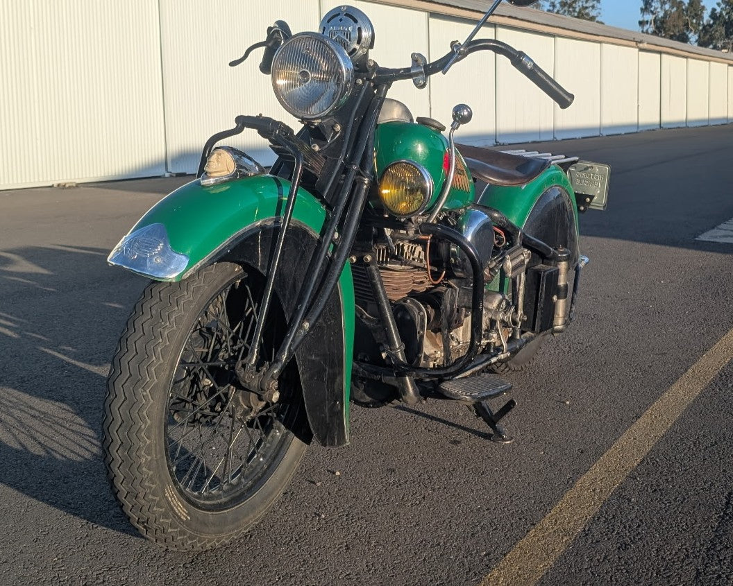 1941 Indian Four Cylinder Motorcycle - Running - Riding