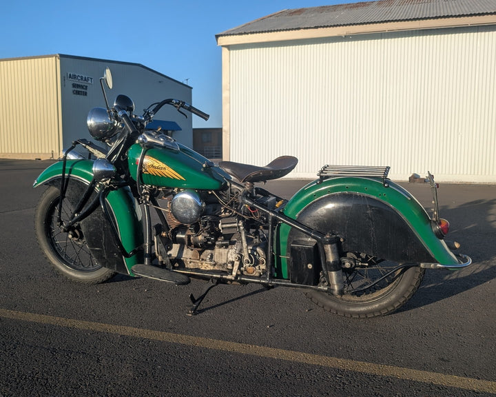 1941 Indian Four Cylinder Motorcycle - Running - Riding